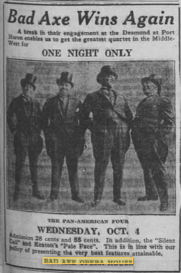 Bad Axe Opera House - 03 Oct 1922 Ad (newer photo)